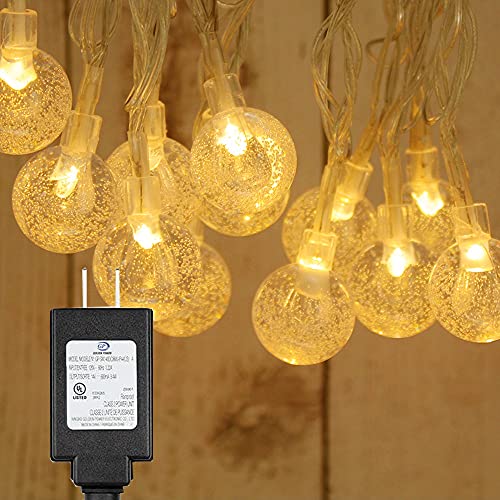 Mocalido 100ft Outdoor String Lights 150 LEDs Globe Waterproof Plug in Crystal Ball Christmas Lights 8 Modes Warm White Perfect for Indoor Bedroom Garden Party