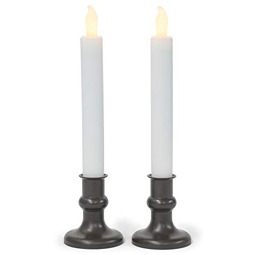 Mark Feldstein  Associates Flameless Amber LED Taper Window Candle with Timer (Set of 2)