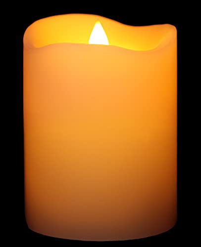 Flameless Candles Flickering Flame Effect (D 3 x H 4) Ivory AutoMoving 3D Wick LED Pillar Candles Real Wax with Timer Battery Operated and Remote to Buy Separately