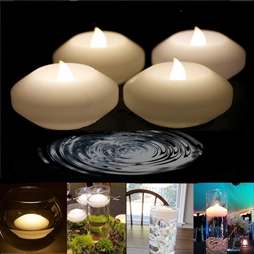 LACGO 3 LED Waterproof Floating Novelty Candles Light LED BatteryPowered Flameless Flicker Candle Water Activated Candle for Baby Shower Wedding Home Party Festival Decor(Warm White 4 PCS)