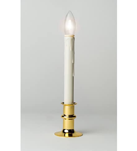 Battery Operated LED Window Candle with Dual LED Bulb with Daily Timer (Brass)