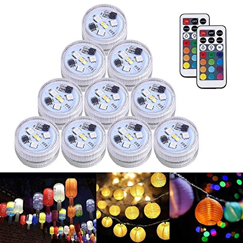 JT 10pcs Paper Lantern Lights Waterproof Tea Lights Candle with RemoteRGB Color Changing Submersible LED LightBattery Operated for VaseValentineWeddingBirthday Party DecorationTable Centerpieces