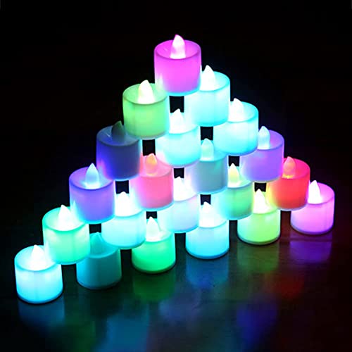 QQNYJS LED Candles24pcs Color Changing LED Tea Lights Flameless Tealight Candles with Colorful LightsBattery Operated Realistic Fake Candles for IndoorOutdoor Decoration(as Show)