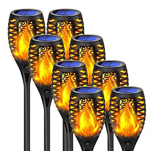 Marlrin Solar Lights Outdoor 8Pack Solar Torch Light with Flickering Flame Waterproof Solar Flame Torch Landscape Decoration Flame Lights Mini Torch Lights for Garden Patio YardAuto OnOff