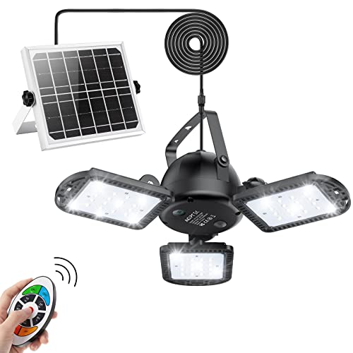 Solar Pendant Lights AGPTEK Solar Powered Shed Light with Remote Control for Outdoor Indoor Home Yard Barn Gazebo Patio Porch Storage Room Balcony Chicken Coop IP65 Waterproof