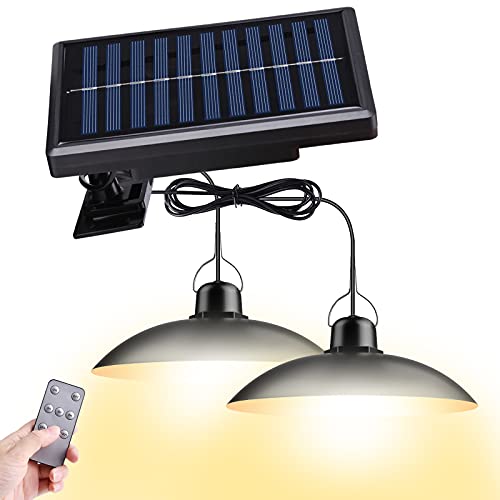 Solar Shed Lights Lampelc Solar Lights Outdoor Indoor IP44 Waterproof Solar Powered Pendant Lights with Remote Control Solar Shed Lamp for Barn Chicken Coop