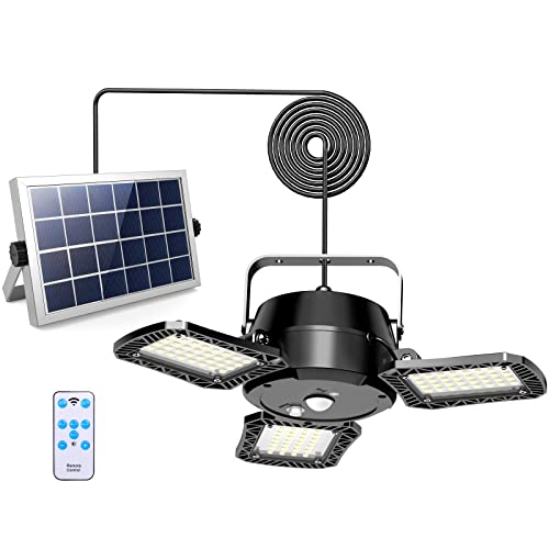 Upquality Solar Pendant Lights Outdoor Indoor with Remote Control Solar Motion Sensor Lights with 4 Lighting Modes 120° Adjustable IP65 Waterproof for Home Yard Barn Gazebo 1 Pack Black