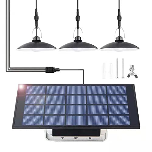 Yrbxsky Solar Pendant Light Indoor OutdoorSolar Shed Lights Barn Light Heat Lamps with on of Switch Waterproof Chicken Coop Chandelier Hanging Night Lighting for Gazebo Storage Porch Balcony Carport