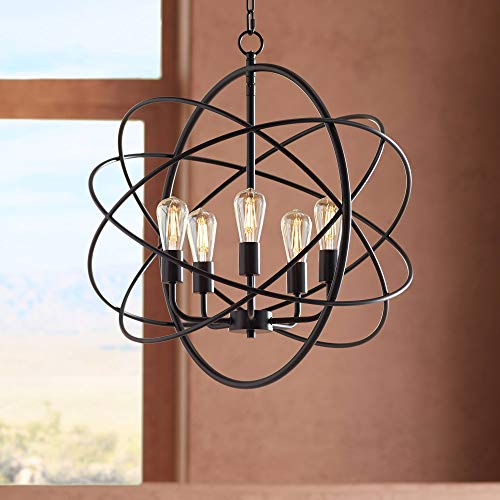 Ellery Bronze Orb Foyer Pendant Chandelier 24 34 Wide Modern Industrial LED 5Light Fixture for Dining Room House Foyer Entryway Bedroom Kitchen Island Hallway High Ceilings  Franklin Iron Works