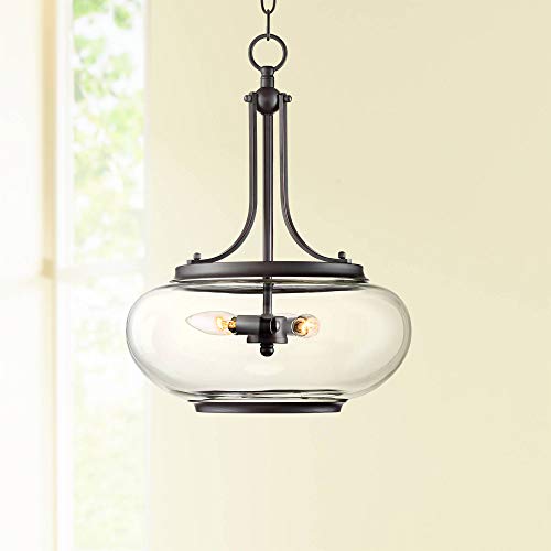 Largo Oil Rubbed Bronze Small Pendant Chandelier 14 14 Wide Modern Farmhouse Clear Glass Shade 3Light Fixture for Dining Room House Foyer Entryway Kitchen Bedroom Living Room  Possini Euro Design