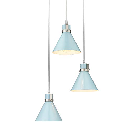 Zeyu 3Light Chandelier Light Fixture Modern Pendant Light for Bedroom Living Room Blue and Brushed Nickel Finish ZY263 SF