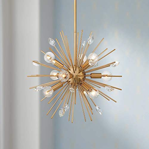Janae Antique Gold Sputnik Small Pendant Chandelier 18 Wide Modern Clear Crystal 9Light Fixture for Dining Room House Foyer Entryway Kitchen Bedroom Living Room High Ceilings  Possini Euro Design