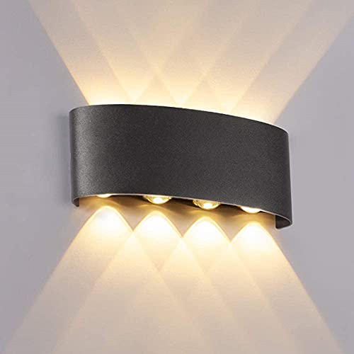 Modern Waterproof Wall Lamps 8W Hallway Wall Sconce Up Down Porch Wall Light Matte Black Wall Mount Light Fixture for Bedroom Living Room Bathroom Stair Doorway and Outdoor 866 x 315 inch