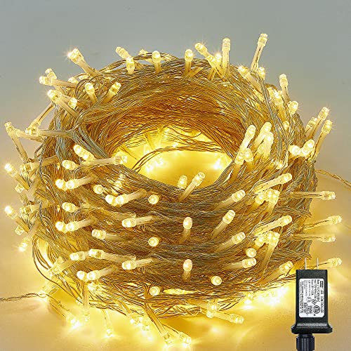 300 LED String Lights Outdoor Indoor Extra Long 985FT Christmas Lights 8 Lighting Modes Plug in Waterproof Fairy Lights for Wedding Party Bedroom Decorations (Warm White)