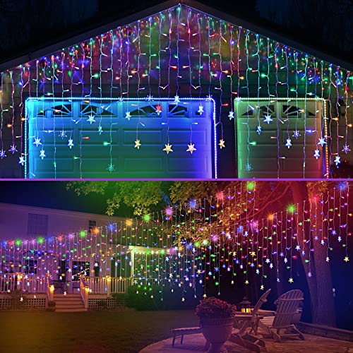 CREASHINE Christmas String Lights 33ft 400 LED Curtain Lights with 8 Lighting Modes Remote Control Outdoor String Lights for Xmas Decoration Bedroom Party Wedding Patio Home Wall Decor