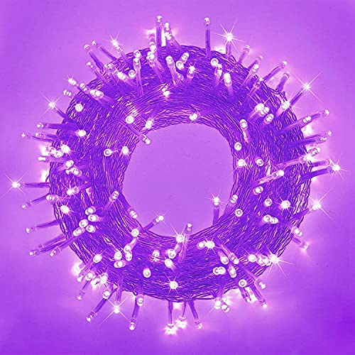 SANJICHA Purple ExtraLong 66FT 200 LED Halloween Lights for IndoorOutdoor Super Bright 8 Lighting Modes Plug in String Lights for Halloween Decorations Bedroom Party Garden Patio Tree (Purple)