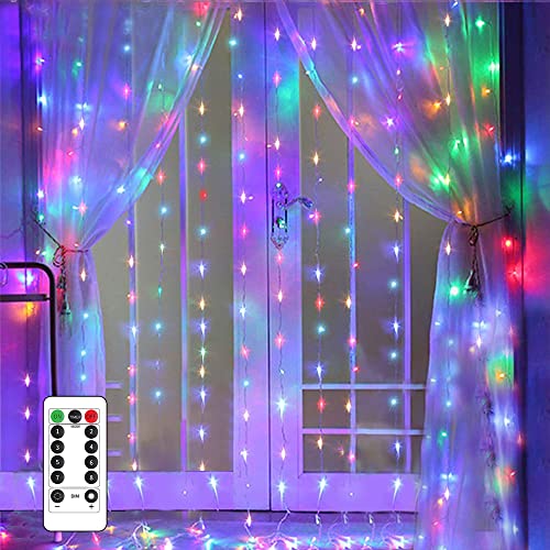YEOLEH String Lights CurtainUSB Powered Fairy Lights for Party Bedroom Wall8 Lighting Modes  IP64 Waterproof Ideal for Wedding Valentines Day Decor (MultiColored79Ft x 59Ft)