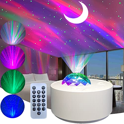 Alvzon Star Night Lights Galaxy Projector RGBW LED Cloud Starry Ceiling Projector Galaxy Light Room Projector Galaxy Lamp with Moon Effect and White Noise for Bedroom Party Decor Remote Control
