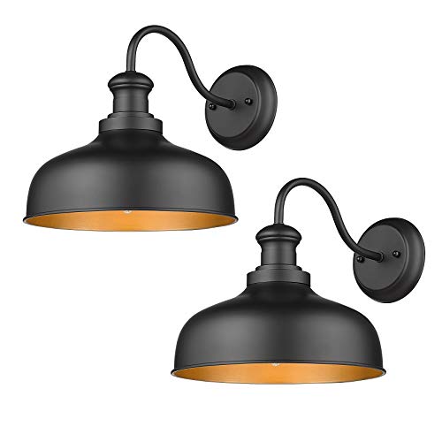 Redeast Farmhouse Gooseneck Barn Lights Industrial Outdoor Wall Sconces Exterior Wall Mount Lights Outdoor Wall Lighting Fixture with Contrast Color Between Interior and Exterior