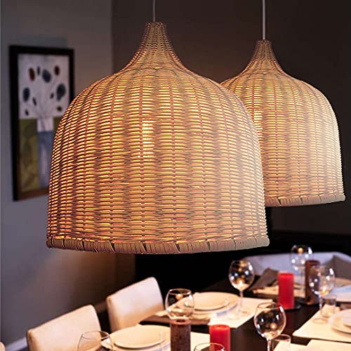 Arturesthome Rattan Pendant Light Handmade Ceiling Pendant Lighting Light Chandelier Woven Wicker Home Decoration Hanging Lampshade Fixture E26E27 (50cmx52cm Natural)