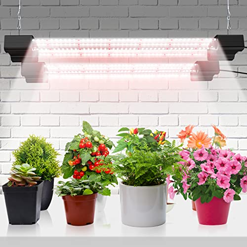 DANADIU LED Grow Light for Indoor Outdoor Plants，Full Spectrum Hanging Plant Light，22 inch Splicable Lights 16W Ceiling Growing Lamps(Black2 Pack)