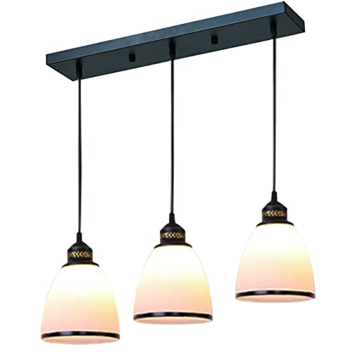 Modern 3Light Pendant LightKitchen Island Cluster Hanging Light Fixture with 55 Adjustable CordGlass lampshade  Matte Black Finish(E26 Bulbs Included)