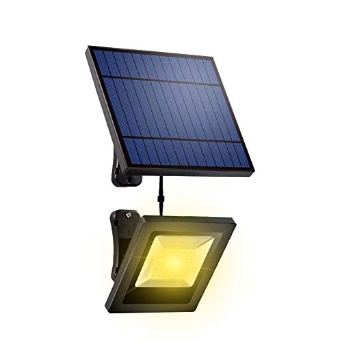 Solar Outdoor Lights Garden LED Flood Lights with Extension Cable Dusk to Dawn Security Waterproof Wall Lamp Landscape Lighting for BarnCeiling Porch Cabin roofTreeDoorwayYardStreet(Warm White)