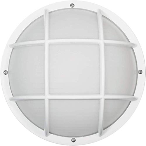 Solus S772WFLE26WWH Bulkhead Wall  Ceiling Mount Light with 3000K Energy Star LED Lamp Durable  Frosted Polycarbonate Lens Fade  Rust Resistant UL Listed 10 ¼ H x 10 ¼ L x 5125 W White