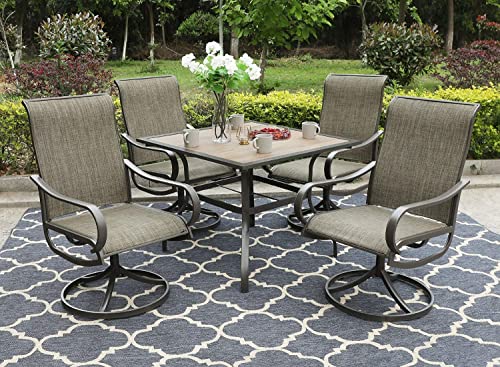 Sophia  William 5 Pieces Patio Dining Set Outdoor Table and Chairs 4 Swivel Dining Chairs x 1 Square 37x 37 Umbrella Table Furniture Set for Garden Lawn Pool Metal Frame Easy to Care