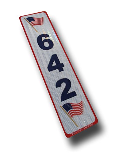 American Flags Vertical  Curb Mailbox House Address Plaque Reflective