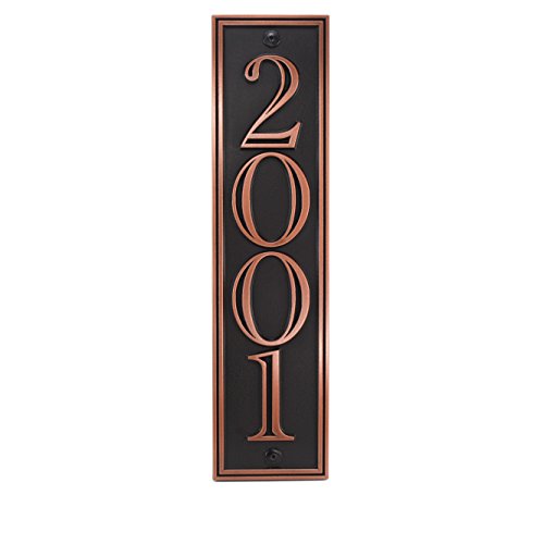 Hesperis Vertical Address Plaque 4 5x20 - Raised Copper Patina Coated