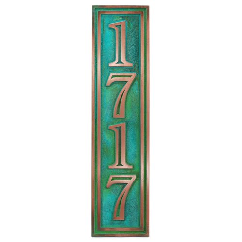 Hesperis Vertical Address Plaque 4 5x20 - Raised Copper Verdi Coated