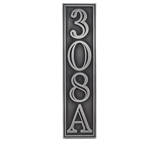 Hesperis Vertical Address Plaque 4 5x20 - Raised Pewter Coated