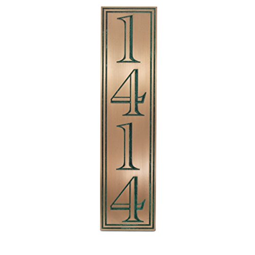 Hesperis Vertical Address Plaque 4 5x20 - Recessed Bronze Verdi Coated
