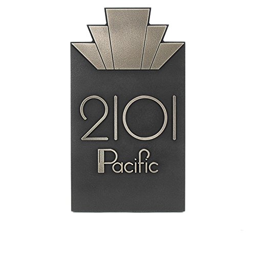 Moderne Art Deco Address Plaque Vertical 8x14 - Raised Silver Nickel Coated