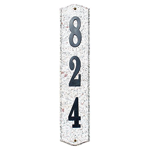 Qualarcquotdo It Yourself Kit&quot Vertical Granite Address Plaque With Black Polymer Numbers