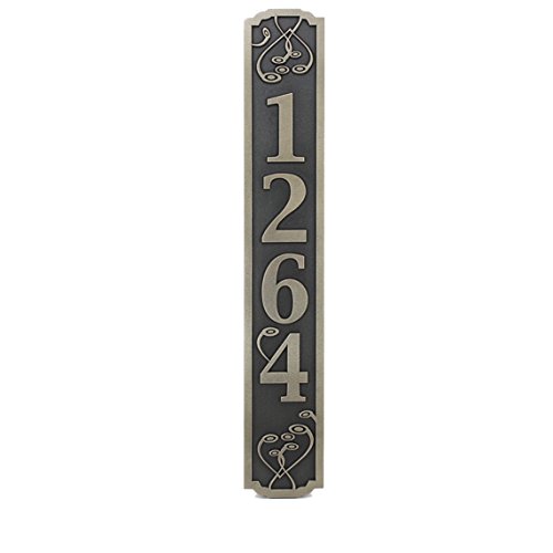 Swirls on the Vertical Address Plaque 4x24 - Raised Silver Nickel Coated