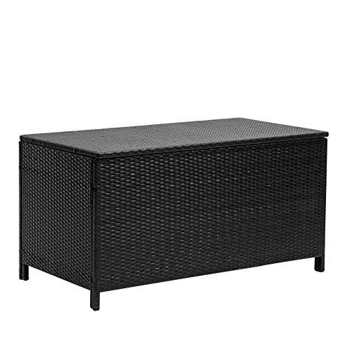 Extra Large 120 Gallon Outdoor Storage Box Waterproof Resin Rattan Deck Box for Patio Garden Furniture Outdoor Cushion Storage Pool Accessories and Toys