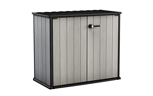 Keter Patio Store 46 x 25 Foot Resin Outdoor Storage Shed with Paintable and Drillable Walls for CustomizationPerfect for Yard Tools and Pool Toys Grey