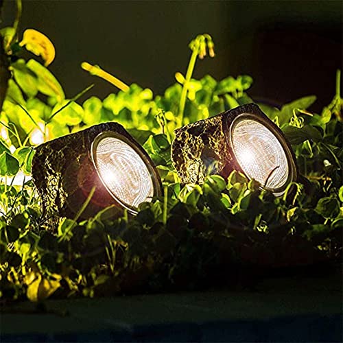 HULPPR 2Pack 10LED Solar Rock Lights Outdoor Waterproof Decorative Stone LightSpotlight for Small Tree Landscaping Figurine Lights for Decor GardenPathwayDrivewayPondsPatioYard