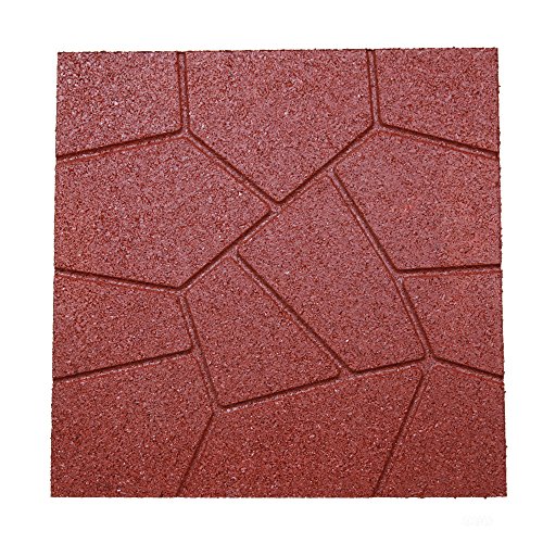 RevTime DualSide Garden Rubber Paver 16x16 for Patio Paver Step Stone and Walk Way Safety Rubber Tile Red (Pack of 6)