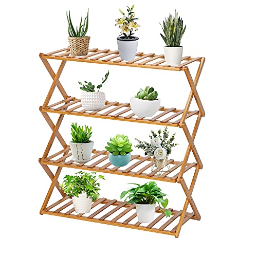 Foldable Indoor and Outdoor Plant Racks The 4th Floor can be Installed Without Bamboo Flower Racks Bathroom Racks Garden Living Room Balcony Corridor Home Furnishing Decoration