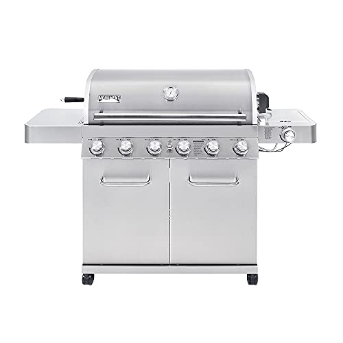 Monument Grills 77352 6Burner Stainless Steel Cabinet Style Propane Gas Grill with LED Controls Side Burner Built in Thermometer and Rotisserie Kit