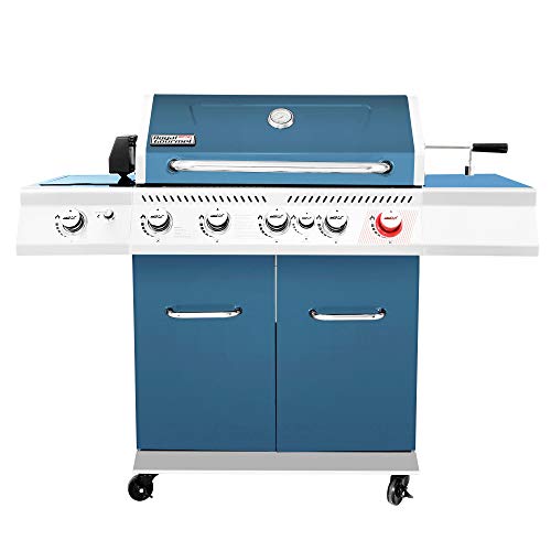 Royal Gourmet GA5403B Premier 5 BBQ Propane Gas Grill with Rotisserie Kit Sear Infrared Rear Side Burner Patio Picnic Backyard Cabinet Style Outdoor Party Cooking Blue