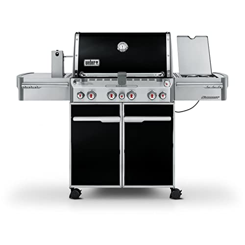 Weber Summit E470 Propane Gas Grill with Rotisserie Sear Burner  Side Burner  Black  7171001