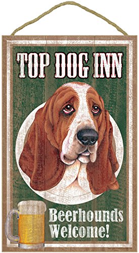 SJT27903 Basset Hound Top Dog Inn 10 x 16 wood plaque sign