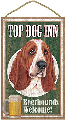 SJT27903 Basset Hound Top Dog Inn 10 x 16 wood plaque sign
