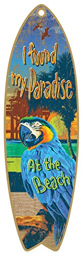 SJT41307 Found my Paradise 5 x 16 Surfboard Wood Plaque Sign