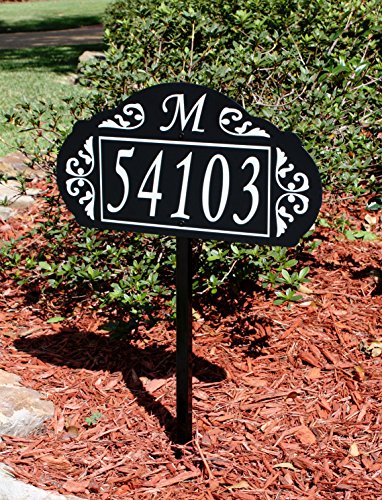 Le Paris Garden Reflective 911 Home Address Sign For Yard - Custom Made Address Plaque With Monogram - Great Gift