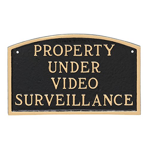 Montague Metal Products 10 x 15 Arch Property Under Video Surveillance Statement Plaque Sign BlackGold